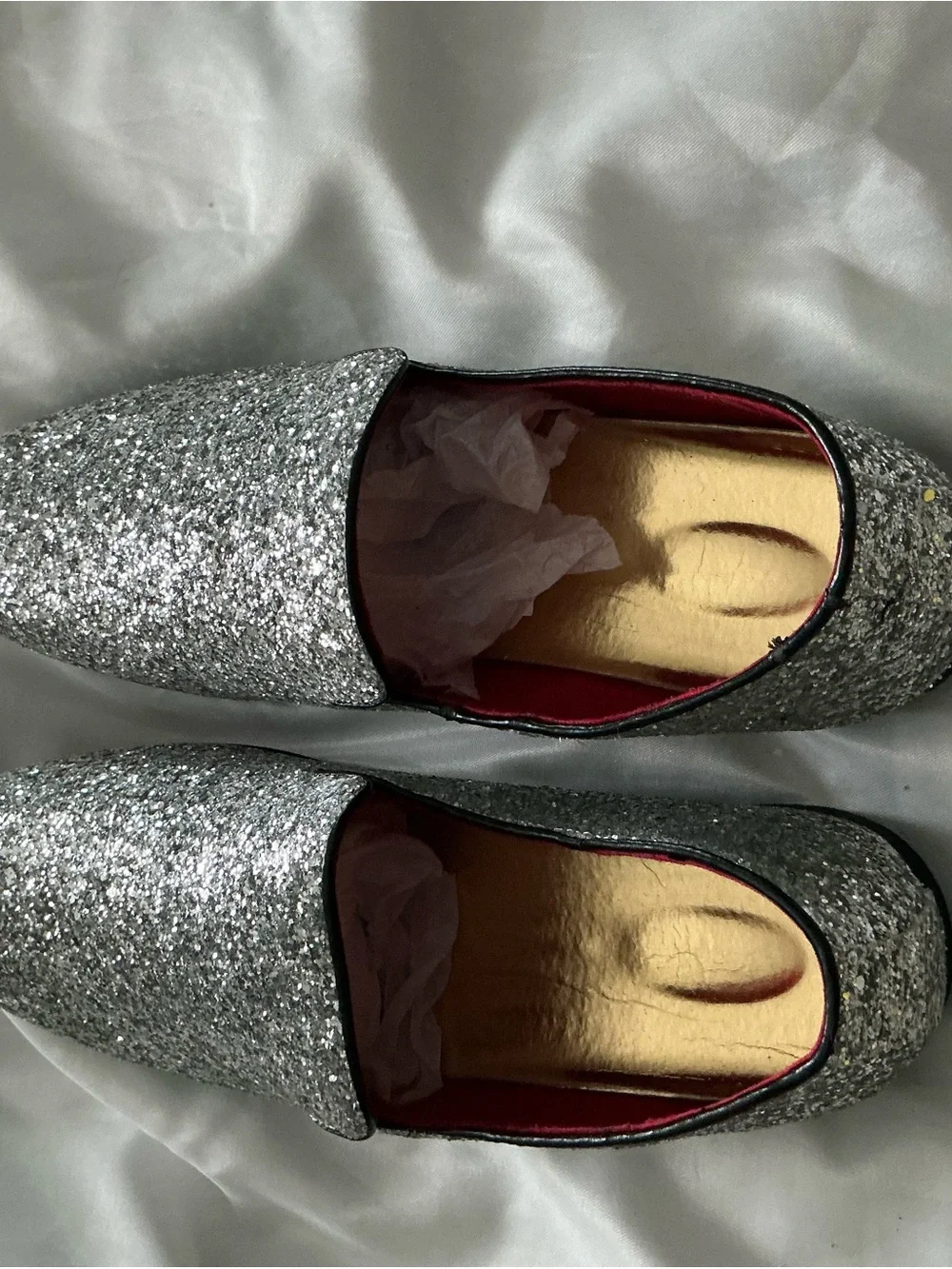 Silver Glitter Slip-On Men's Loafers
